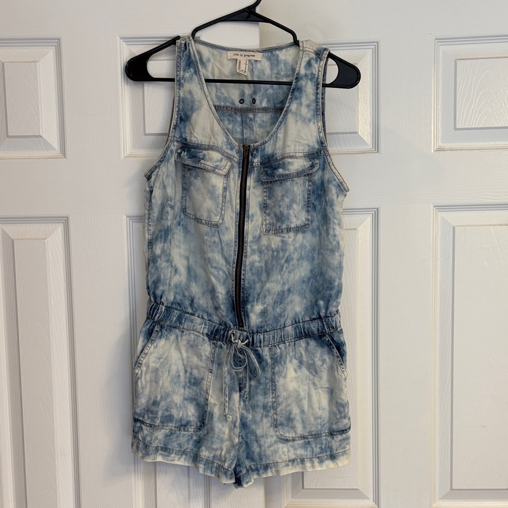 Life in Progress Blue Tie-Dye Romper